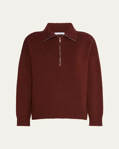 Max Mara Quarter-zip Cashmere Sweater In Rust
