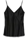 Max Mara Silk V-neck Sleeveless Top With Spaghetti Straps In Black