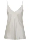 Max Mara Draped Silk Sleeveless V-neck Top In White