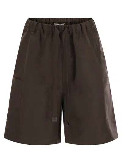 Max Mara Maxmara Women Quebec - Bermuda Shorts In Linen And Silk In Brown