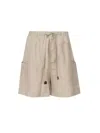 Max Mara Quebec Linen And Silk Shorts In Neutral
