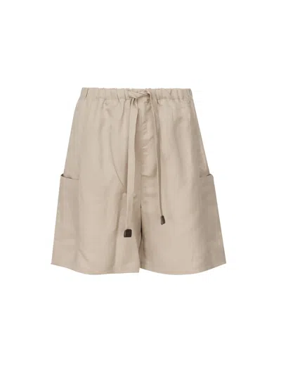 Max Mara Quebec Linen And Silk Shorts In Neutral