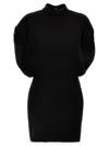 Max Mara High Neck Puff Sleeve Mini Dress In Black