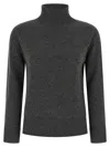 Max Mara Grey Solid Turtle Neck Sweater In Black