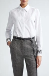 Max Mara Queva Beaded Button-down Cotton Shirt In Optical White