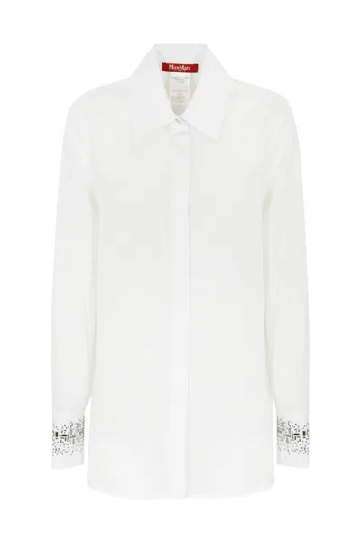 MAX MARA QUEVA SHIRT IN POPLIN WITH RHINESTONES