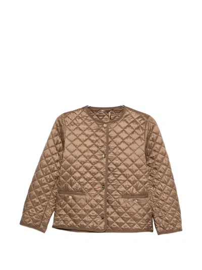 Max Mara Quilted Button Coat In Brown