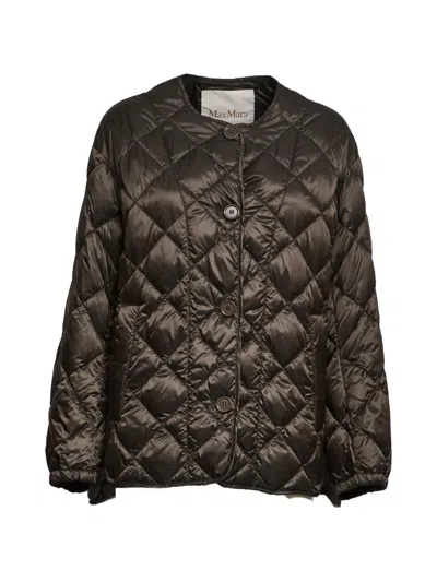 Max Mara Quilted Button Jacket In Brown