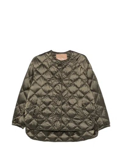 Max Mara Quilted Button Jacket In Green