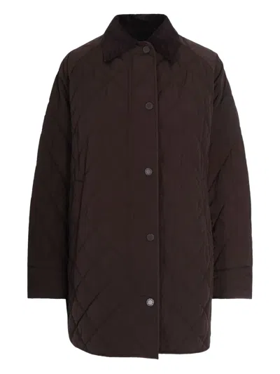 Max Mara Quilted Buttoned Jacket In Brown