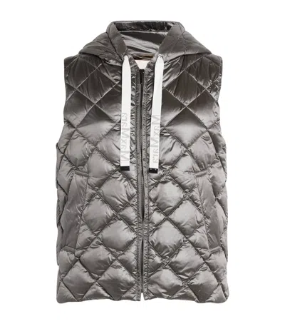 Max Mara Quilted Canvas Gilet In Gray