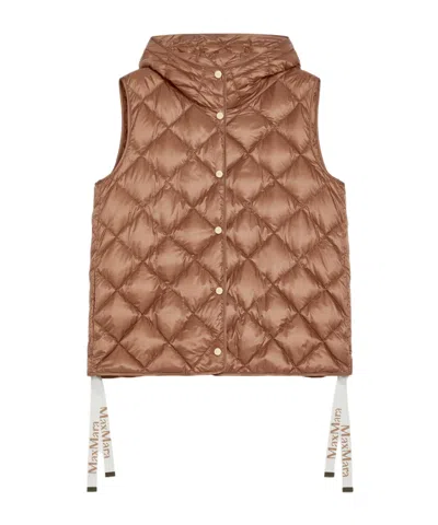 Max Mara Quilted Canvas Vest In Brown