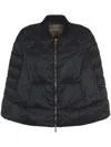 Max Mara Quilted Cape-style Jacket With Ribbed Collar In Black