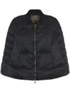 Max Mara Quilted Cape-style Jacket With Ribbed Collar In Black