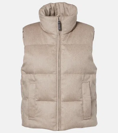 Max Mara Quilted Cashmere Down Vest In Neutral