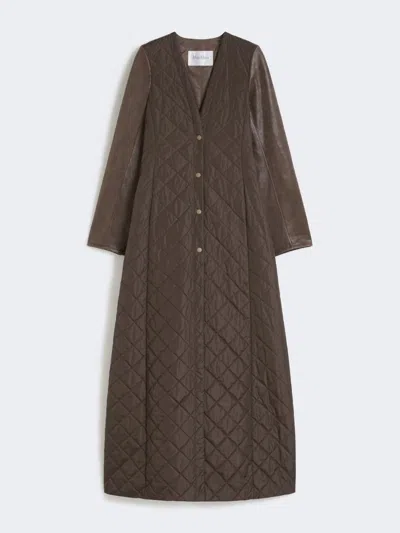 Max Mara Quilted Coat In Technical Fabric In Brown