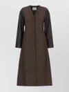 Max Mara Quilted Coat Leather Sleeves In Brown