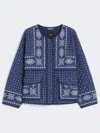 Max Mara Quilted Cotton Crew-neck Jacket In Blue