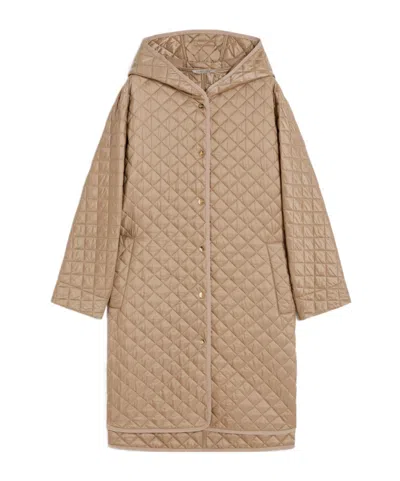 Max Mara Quilted Cotton Jacket In Brown