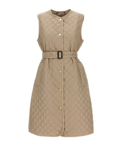 Max Mara Quilted Cotton Vest In Nude