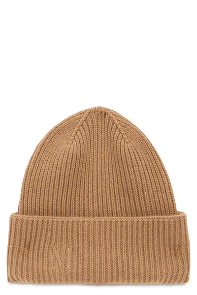 Max Mara Quilted Cuff Beanie In Brown