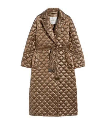 Max Mara Quilted Down Jacket In Brown