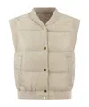Max Mara Drip-proof Technical Canvas Crop Vest Sand In Nude