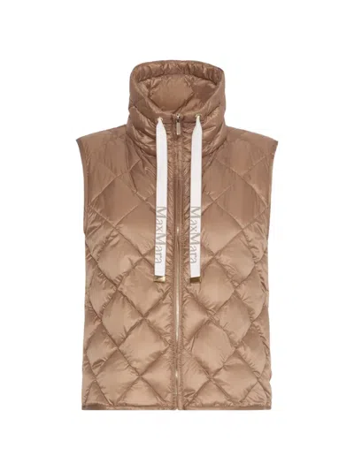 Max Mara Quilted Drawstring Gilet In Animal Print