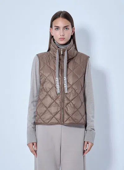Max Mara Tregic Quilted Shell Down Vest In Brown