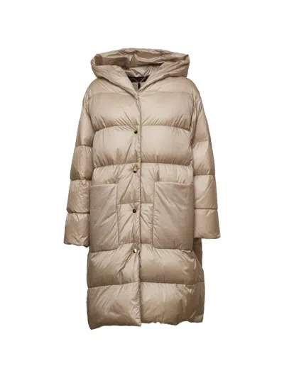 Max Mara Quilted Hooded Coat In Neutral