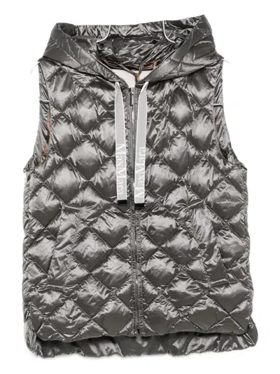 Max Mara Quilted Hooded Gilet In Gray