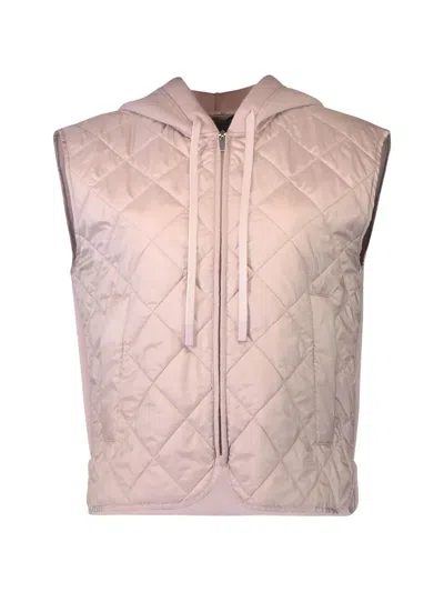 Max Mara Quilted Hooded Gilet In Pink