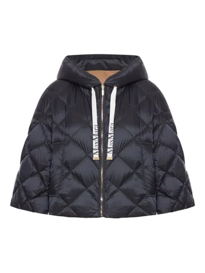 Max Mara Quilted Hooded Jacket In Black