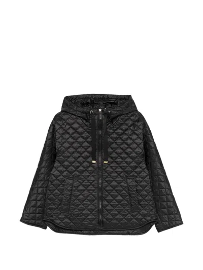 Max Mara Quilted Hooded Jacket In Black