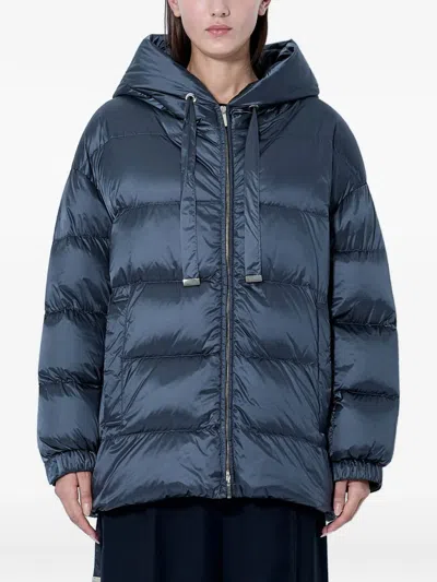 Max Mara Quilted Hooded Jacket In Blue