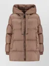 Max Mara Quilted Hooded Jacket Long Sleeves In Brown