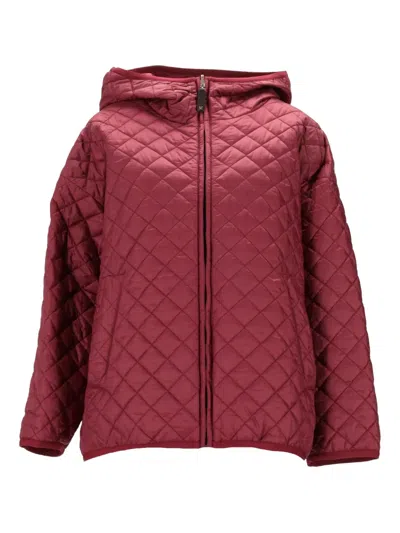 Max Mara Quilted-hooded Jacket In Red