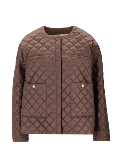 Max Mara Quilted Jacket In Brown
