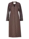 Max Mara Quilted Leather Sleeve Berta Coat In Brown