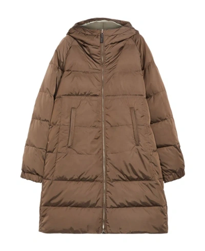 Max Mara Quilted Logo Down Jacket In Brown