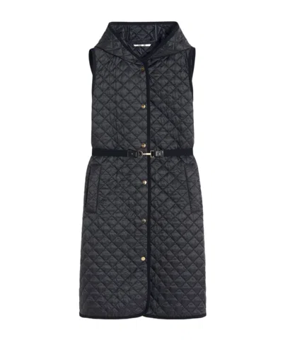Max Mara Quilted Long Vest In Black