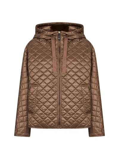 Max Mara Quilted Padded Jacket In Brown