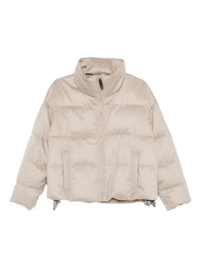 Max Mara Quilted-pattern Padded Jacket In Neutral