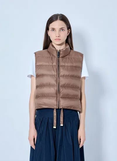 Max Mara Quilted Puffer Gilet In Brown