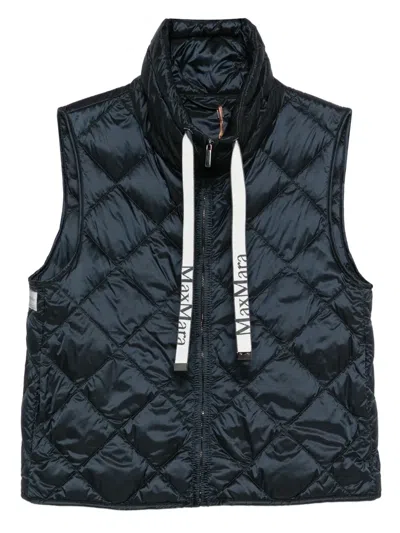 Max Mara Quilted Sleeveless Jacket In Blue