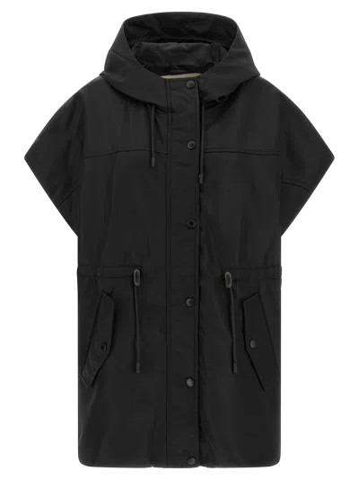 Max Mara Quilted Technical Nylon Vest In Black