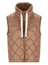 Max Mara Tregic Quilted Zip-up Vest In Brown