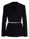 Max Mara Studio Single-breasted Blazer With Belt In Black