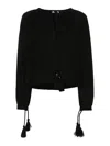 Max Mara Long Sleeve Top With Tassel And Keyhole