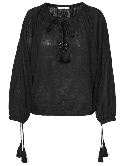 Max Mara Linen Quirite Sweater Blouse In Black